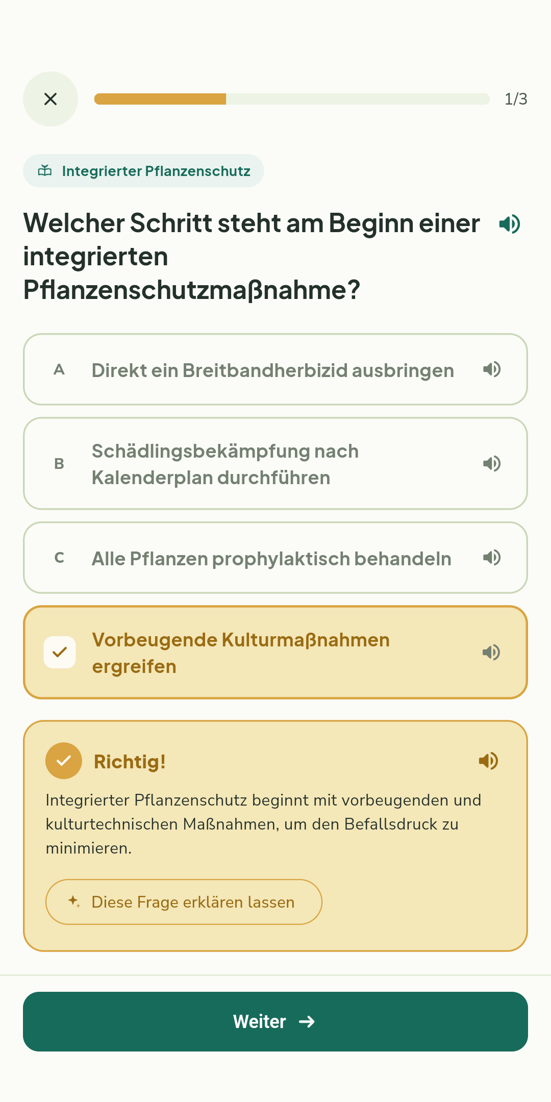 Eine beantwortete Frage mit Erklärung.